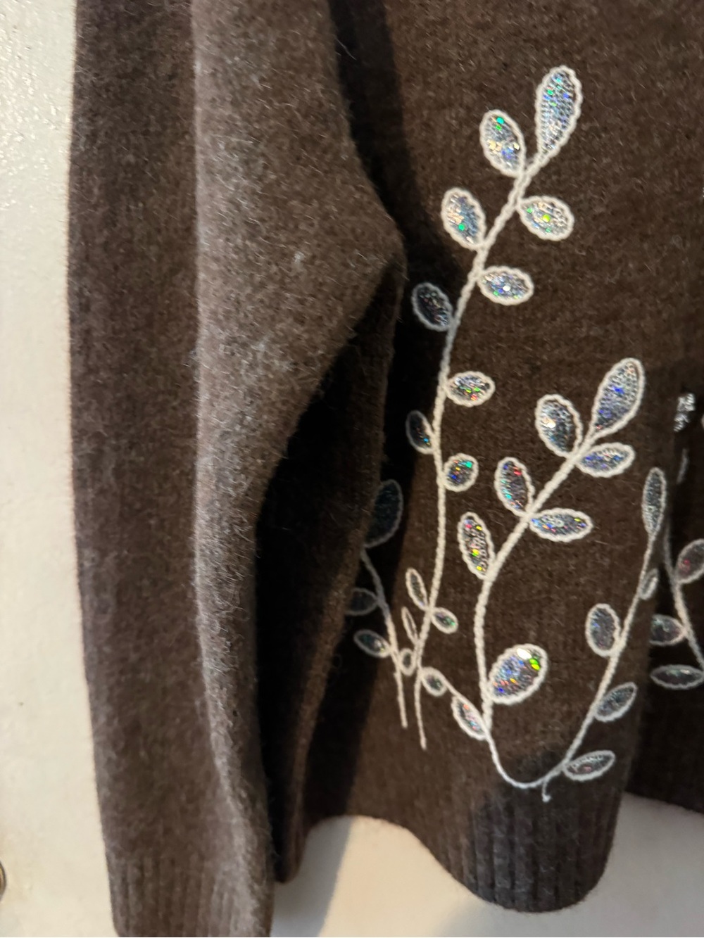 Nanette Lepore Brown Embroidered Button Cardigan - Picture 4 of 11